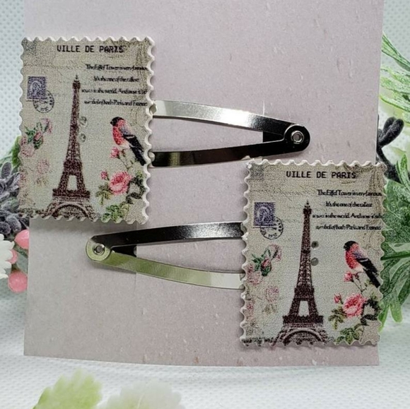 Paris Themed "Stamp" Barrette - Picture 1 of 3